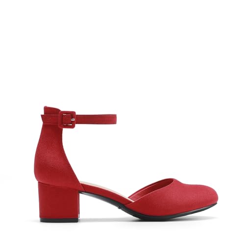 Image of DREAM PAIRS Women's Round Toe Low Block Heel Pumps