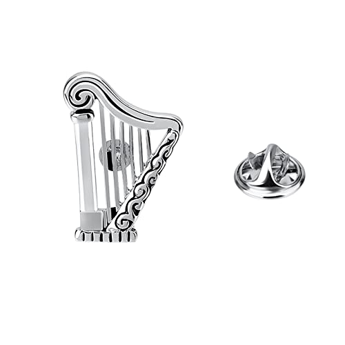 STANG Broche de Instrumento Musical de Arpa Brillante de Plata, j...