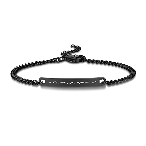 MPRAINBOW Pulseira personalizada com código Morse - Pulseira trançada feita à mão ajustável com mensagem secreta para homens, mulheres, mãe, pai, filha, filho, amante, amigos, Aço inoxidável, Sem pedras preciosas