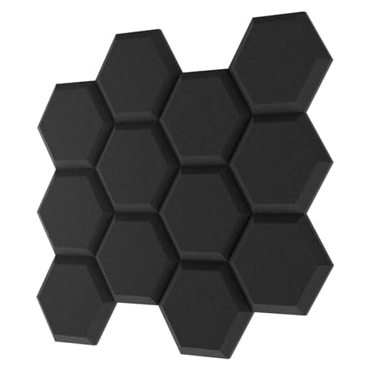 TroyStudio Hexagon Acoustic Studio Absorption Foam Panels, 13.8 X 11.8 X 2 Inches 12 Pack Sound Absorbing Foam, Thick Dense Echo Sound Absorber, 3D Beveled Edge Decorative Wall Panels for Home Studio