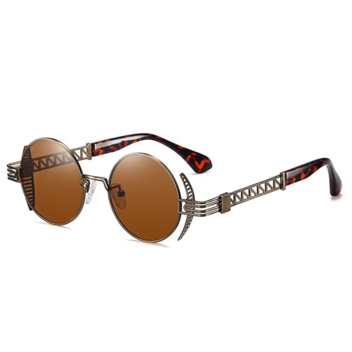 Lunettes de soleil rondes classiques en métal de style hip hop pour hommes et femmes