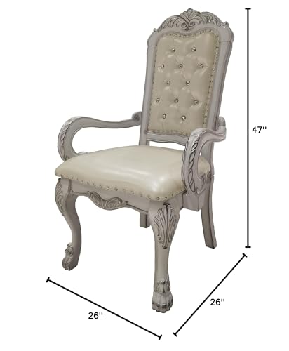 Sillón plegable blanco con estructura de madera miniatura 3
