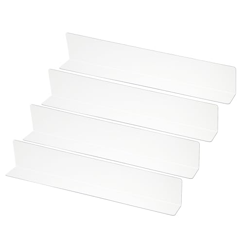 PATIKIL クローゼット整理用棚仕切り 4個パック 13.8x1.6x2.4" アクリルクローゼットセパレーター キッチンキャビネット棚 ベッド下ブロッカー 寝室 キッチン オフィス用 クリア