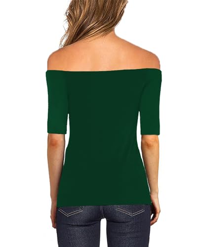 Image of Sarin Mathews Women's Sexy Off The Shoulder Tops Long Sleeve Slim Fit Stretchy Shirts Blouses Top
