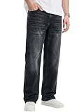 JMIERR Men's Straight Leg Baggy Jeans Stretch Mens Jeans Fit Loose Fit Essentials Denim Jeans, S, Black
