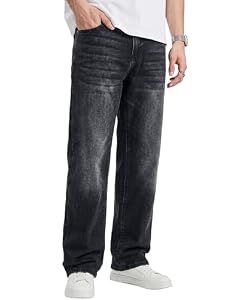 JMIERR Jeans Herren Baggy Baumwolle Vintage Stretch, Schwarz XL