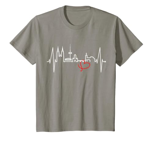 Regensburg Skyline Heartbeat German Heart I Love Regensburg T-Shirt, Youth, Slate Grey, Small