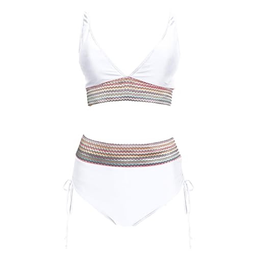 Thong Bikini Women's Tops Pink with Shorts High Waist Teen Bikinis for Women UK Blue Black Bottoms Swimming Costume 2 Piece Sets Womens Push Up Super Padded,03-White,M - Image 4