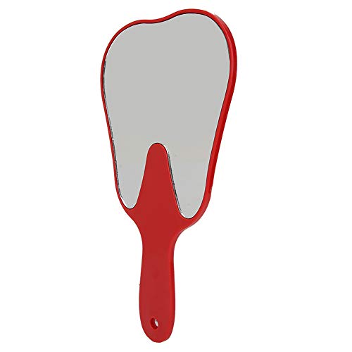 Tiiyee Zahnförmige Dentalspiegel, Kunststoff Dental Handspiegel Zahnpflege Hand Spiegel Werkzeug Zahnspiegel Zähne Shaped Mirror Dentalzubehör Mit Griff Für Zahnarztpraxen Krankenhaus Zahnklinik Rot