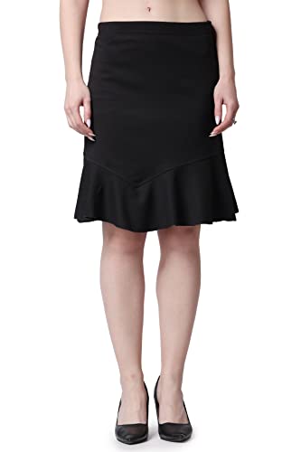 Image of POPWINGS Casual Twill Frill Knee Length Pencil Skirt for Women || Stylish Summer Skirt for Women || Knee-Length Skirt for Women || Semi-Formal Women Skirt