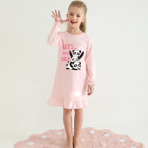 Little Hand Kids Night Dress for Girls Cute Cat Princess Tie-dyed Alpaca Sleep Dress Panda Sleepwear Nightgowns 3-10 Years2