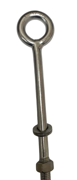 US STAINLESS Stainless Steel 316 Eye Bolt 1/2" x 12" UNC(1/2"-13 Pitch) Short Thread Marine Grade