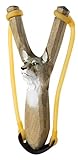 Artisan Owl Carved Wooden Wolf Head Rubber Slingshot Toy (Slingshot)