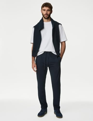 Image of Marks & Spencer Cotton Rich Straight Leg Trackpants