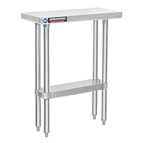 DuraSteel 30x12 Stainless Steel Work Table - NSF Commercial Prep Metal Table - Outdoor Pizza Oven Stand w/Under Shelf - Kitchen Island Laundry Utility Garage Microwave Stand Large Rolling Storage Cart