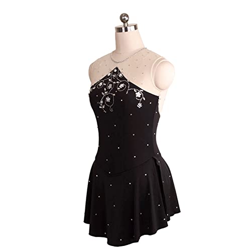 Vestido de Patinação Artística, Linha de Strass Brilhante Flores Meninas Mulheres Competição de Pati