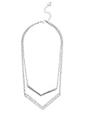 GUESS Factory Women's Silver-Tone Double Chevron Necklace