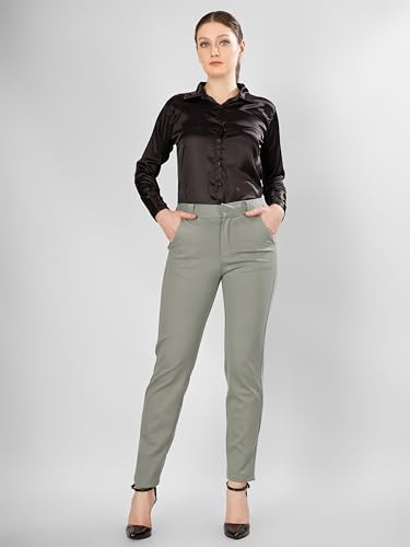 Image of modny Formal Trousers for Women Premium Polycotton, Regular Fit, Straight Pant for Girls | Ideal for Office, College & Professional Wear