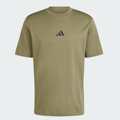 adidas Men's Essentials SMALL Logo Single Jersey Tee, Olive strata/Black, XL