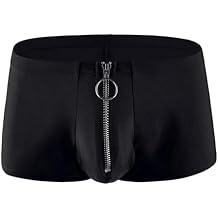 Mens Sexy Underwear Boxer Briefs with Pouch Low Rise Open Front Panties See Through Stretch Short Lingerie