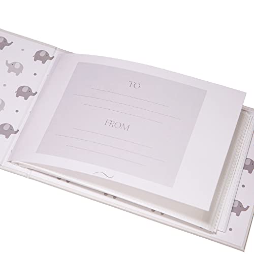 Happy Homewares Cute Baby Elephant Photo Album Grey with Silver Stars and Palm Leaves - Image 2