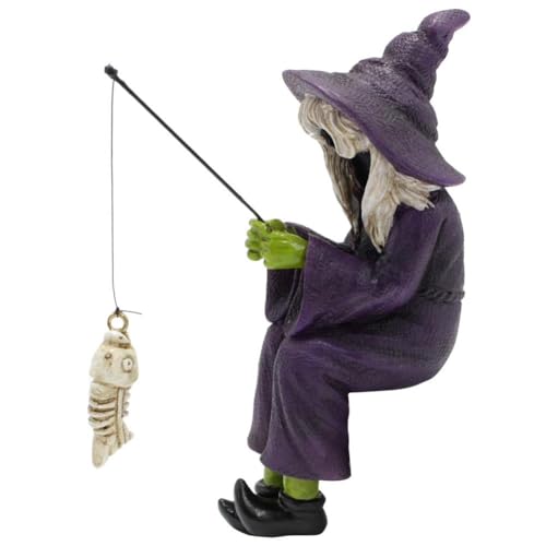 Estatua de pesca de calabaza de Halloween – 3.11 pulgadas artesanales divertidas decoraciones de calabaza de resina, C2D5 Hol Horror Ghost