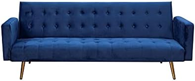 BOWERY HILL Sofá cama convertible de mediados de siglo para sala de estar, sofá cama de terciopelo con botones para apartamentos pequeños, sofá disponible en Yaxa Peru