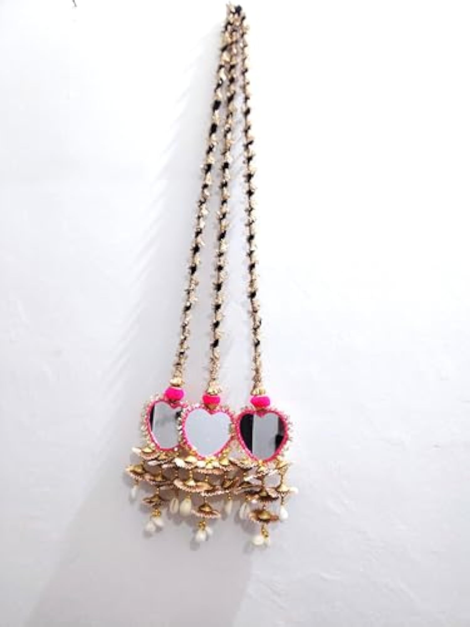 Luxury Heart Mirror & Pearl Bridal Paranda with Designer Accessories
