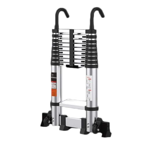 Tool One Button Retraction Aluminum Telescopic Extension Extendable Ladder,Slow Down Design Multi 330lb Max Load attic(23FT)