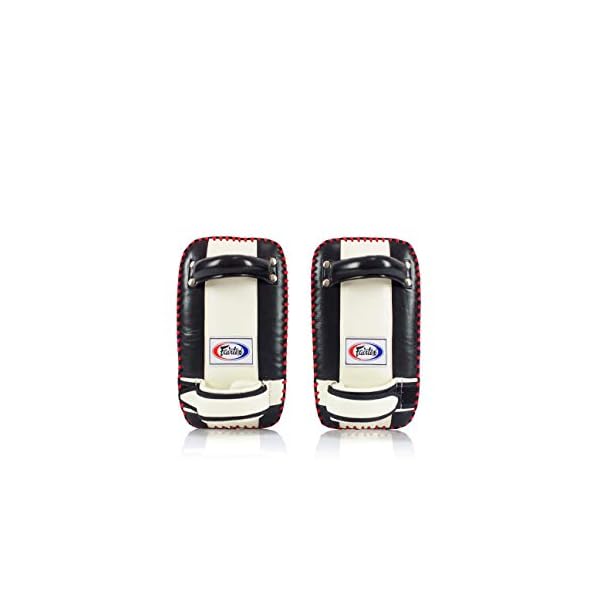 Fairtex Curved MMA Muay Thai Pads for Punching, Blocking, Kicking,Punch, Hitting |Light Weight & Shock Absorbent Boxing Mitts | Extra Padding for Sparring - Black/White(Std, Pair)