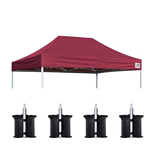 Image of Eurmax USA 8x12 Pop Up Canopy Replacement Top,Universal Instant Canopy Cover ONLY,Heavy Duty UPF 50+ UV Protection,Water & Wind Resistant Tarp,30+ Colors Available,Bonus 4 Sand Bags (Burgundy)
