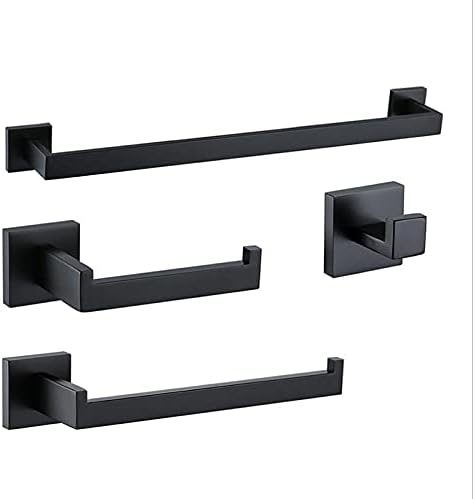 Matte Black 4-Piece Set Bathroom Accessories 304 Stainless Steel Wall Mount Toilet Holder Towel Bar Ring Robe Hook - ( Color: Towel Ring )