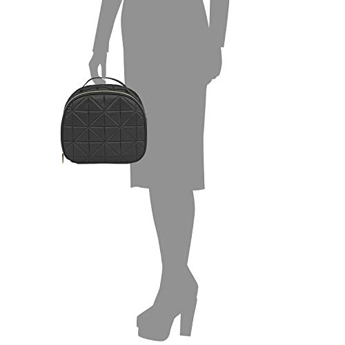 Allegro by Scunci Modella Quilted Round Train Case Makeup Organizer, Black