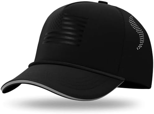 BROMZ Kids Youth American Flag Trucker Hat 250th Anniversary USA Hat Breathable Mesh Quick Dry Patriotic Snapback Baseball Cap for Boys Girls 5-15 Years, Black/Black Flag