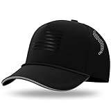 BROMZ Kids Youth American Flag Trucker Hat Waterproof Quick Dry Snapback Hats Patriotic USA Baseball Cap for Boys Girls 5-15 Years, Black/Black Flag