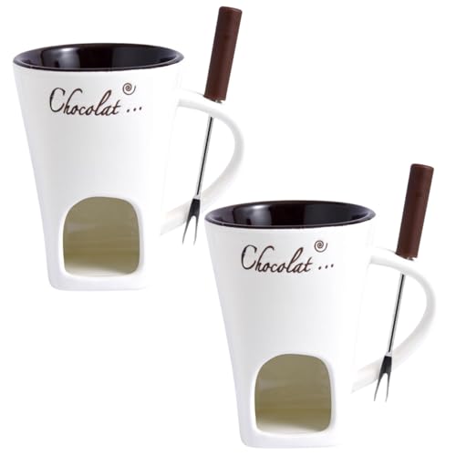 Tasse à fondue en céramique résistante à la chaleur avec ses fourchettes