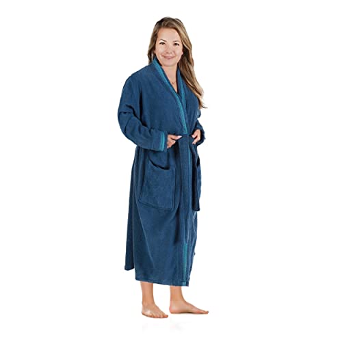Superior Tinsel Unisex Turkish Cotton Terry Kimono Bathrobe with Embroidery, All-Season Robe4