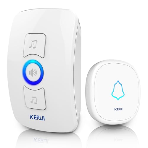 Fuers Wireless Doorbell Plug in Door Bell Chime Works at 1000ft 300M, Door Bells Wireless Cordless Doorbell with 32 Chimes 4 Adjustable Volume, IP55, Easy to Install for Home and Store Safety
