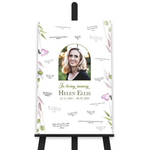 Funeral Poster Board, Floral Border Write On, 24"x36" Foam Board,