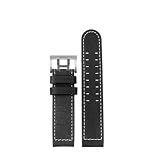 NLNKDTDPAK Misura for Hamilton Khaki Aviation Watch H77616533 H70615733 Cinturino for orologio in pelle Jazz Field for uomo 20 22 Stile militare(A black white silver,20mm)