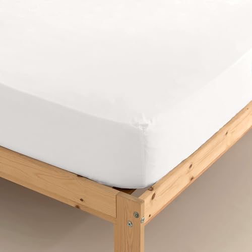 BELUM | Bajera Satén 100% Algodón 300 Hilos Cama de 180 - Medida Producto: 180x200cm + 35 cm Fuelle Modelo: White | Bajera Satén Tacto extrasuave y Agradable