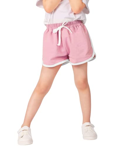 Auranso Kinder Mädchen Kurze Hose Shorts Sporthose Radlerhose Baumwolle Sommer Gym Kurz 3er-Pack 10-12 Jahre Schwarz/Grau/Rosa