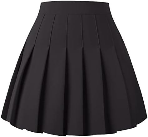 Girstunm Women's Pleated Skirt Mini Skater Basic Skirts High Wais...
