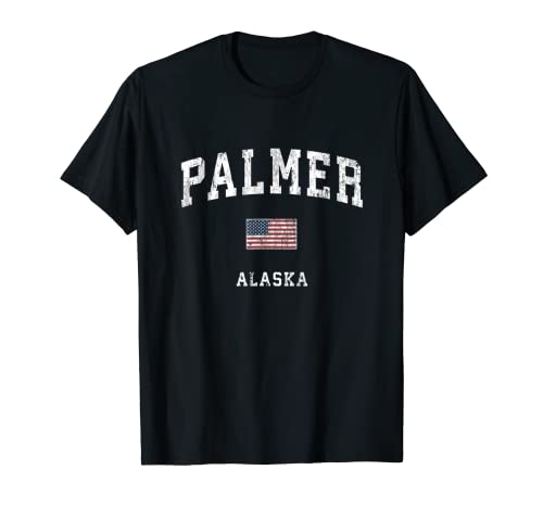 Palmer Alaska AK Vintage Bandera Americana Diseño Deportivo Camiseta