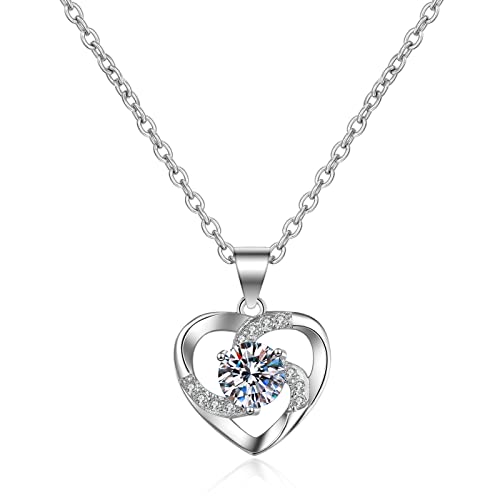 Collier chaîne 14K pour femmes, ras du cou or blanc avec pendentif diamant de laboratoire