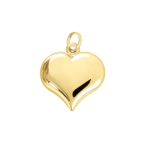 forme di Lucchetta - Ciondolo con Cuore Bombato in 18 carati 750 - Piccolo o Grande, 18k, Grande, Charms e Ciondoli per Catenina (fino a 4mm) per Donna Ragazza
