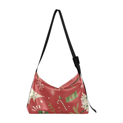 Cross Body Sling Bag Christmas Tree Ornament Red Green Color Men Cute Purse Beauty Womens Large Tote Bag, Christmas Tree Ornament Red Green Color, 1 Size, Christmas Tree Ornament Red Green Color, 1