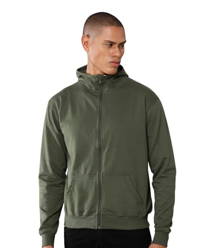 Image of REPUBLIC Cotton Fleece Regular Fit Hooded Sweatshirt Full Sleeves Solid Jumper Sweatshirt for Men