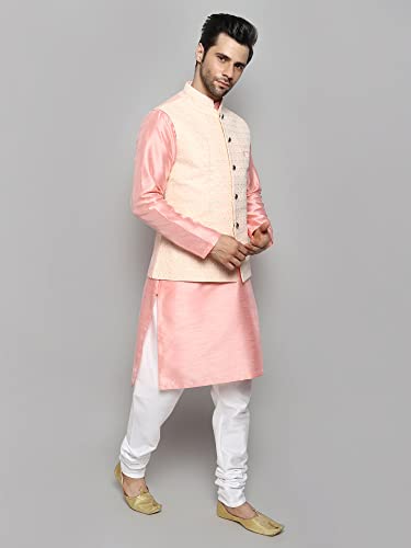 Image of Uri and MacKenzie Men's Silk Blend Kurta Pajama with Designer Ethnic Nehru Jacket /Modi Jacket