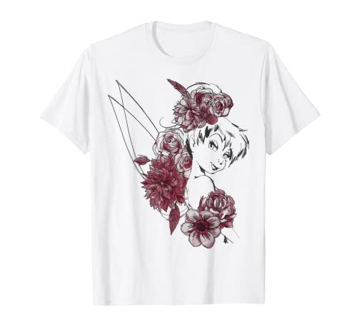 Disney Peter Pan Tinkerbell Flowers Floral Outline T-Shirt